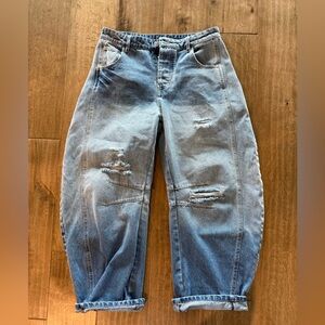 So Me Relaxed Barrel Distressed Denim Jeans